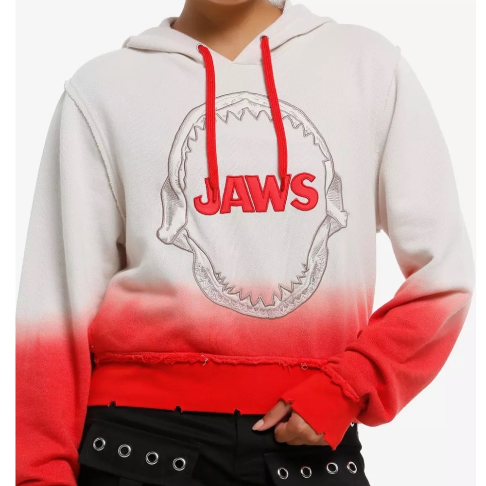 NWT Jaws Red & Cream Women's Hombre Hoodie Sweatshirt Size Medium